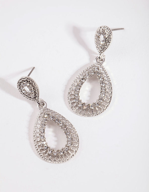 Diamante Tear Drop Earrings