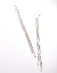 Rhodium Chain Diamante Earrings - link has visual effect only