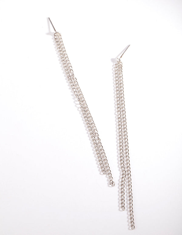 Rhodium Chain Diamante Earrings