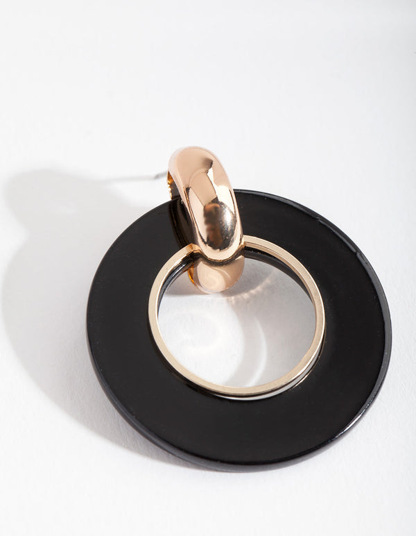 Black Acrylic Circle Earrings