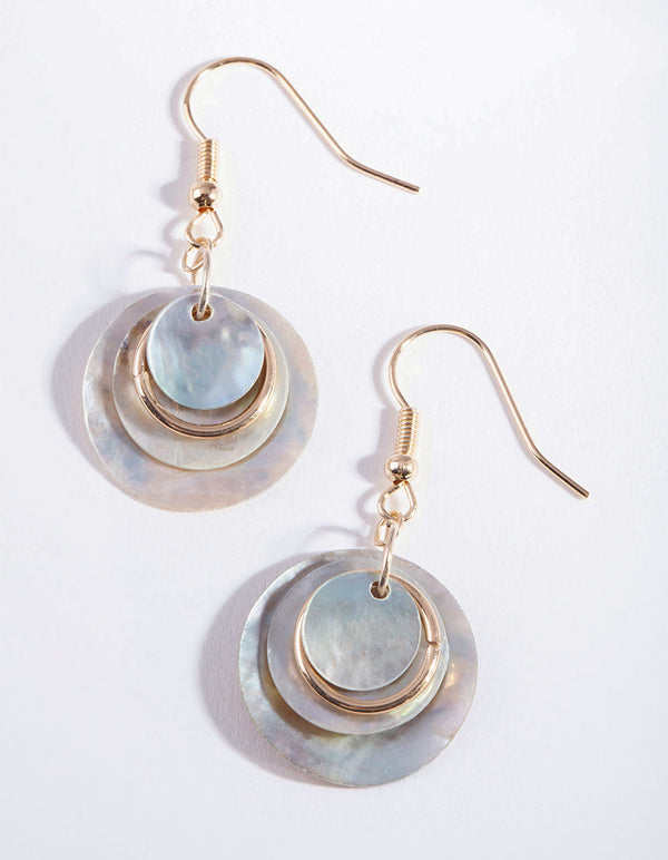 Gold Multi Circle Shell Earrings