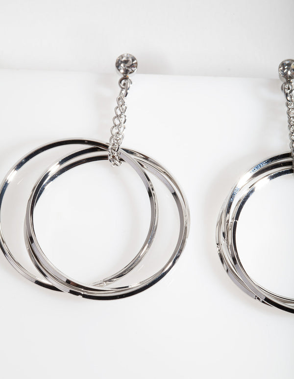 Rhodium Circle Chain Earrings