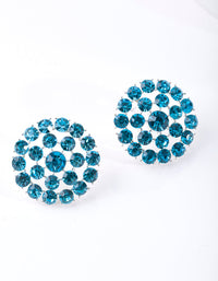 Blue Diamante Circle Stud Earrings - link has visual effect only