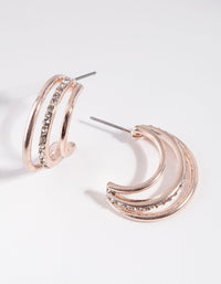 Rose Gold Triple Hoop Earrings - link has visual effect only