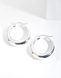 Silver Polished Round Hoop Earrings - link has visual effect only