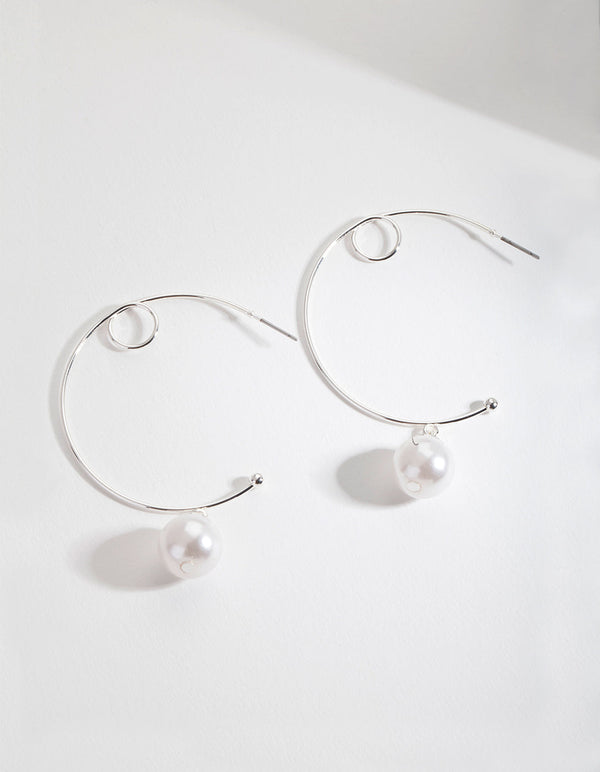 Silver Looped Pearl Earrings