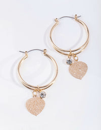Gold Double Hoop Charm Earrings - link has visual effect only