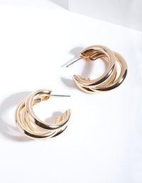 Gold Triple Polished Earrings - link has visual effect only