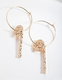 Gold Textured Disc Drop Earrings - link has visual effect only