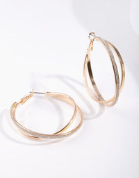 Gold Textured Double Hoop Earrings - link has visual effect only