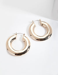 Gold Flat Round Hoop Earrings - link has visual effect only