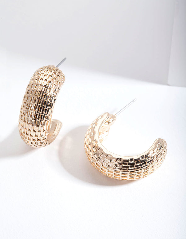 Gold Textured Chunky Hoop Earrings