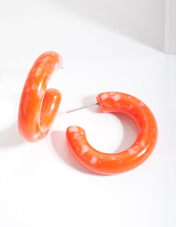 Orange Acrylic Tube Earrings