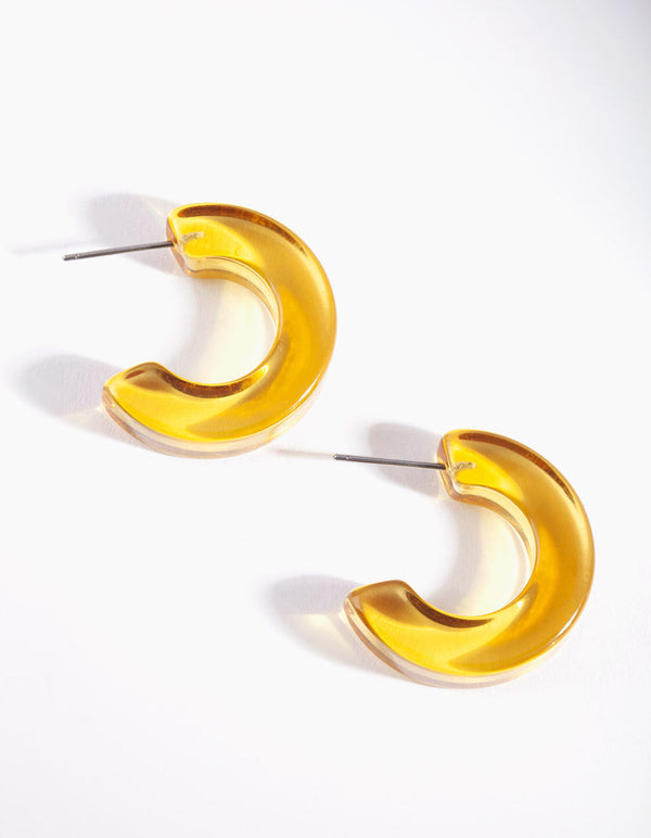 Yellow Clear Hoop Earrings