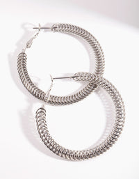Rhodium Spiral Layer Hoop Earrings - link has visual effect only