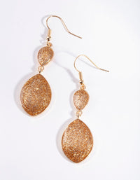 Silver Orange Glitter Double Drop Earrings - link has visual effect only