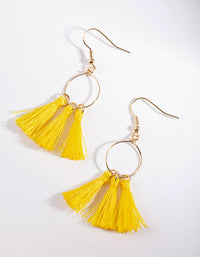 Yellow Circle Tassel Drop Earrings - link has visual effect only