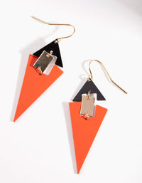 Gold Orange Triangle Geo Drop Earrings - link has visual effect only