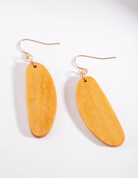 Gold Wood Oval Drop Earrings - link has visual effect only