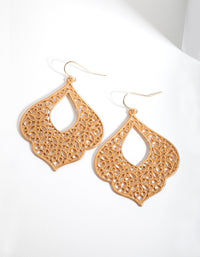 Gold Large Leaf Boho Earrings - link has visual effect only