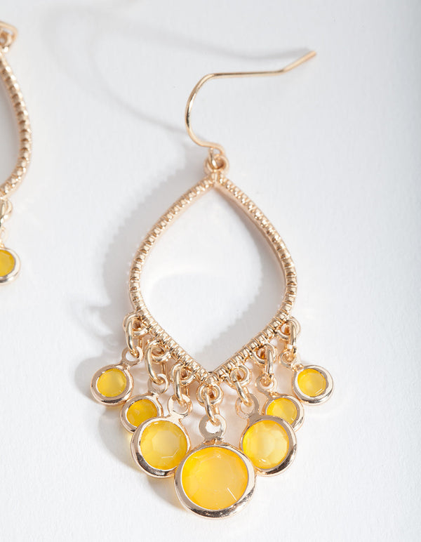 Gold Yellow Sun Drop Earrings