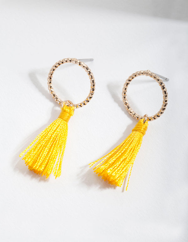 Yellow Classic Tassel Earrings