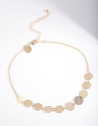 Gold Multi Filigree Disc Choker Necklace - link has visual effect only