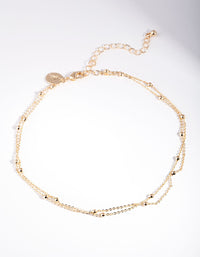 Gold Mini Ball Chain Choker Necklace - link has visual effect only