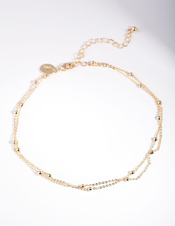 Gold Mini Ball Chain Choker Necklace
