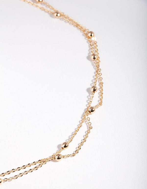Gold Mini Ball Chain Choker Necklace