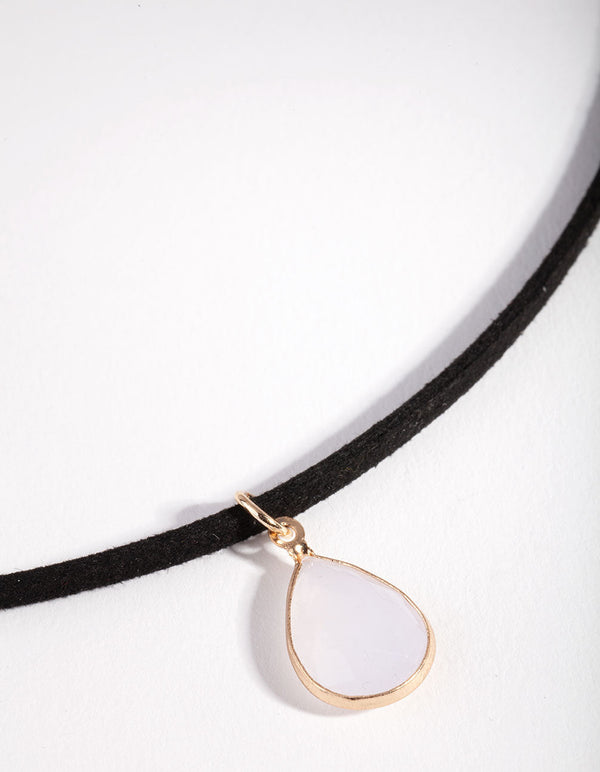 Black Simple Stone Choker Necklace