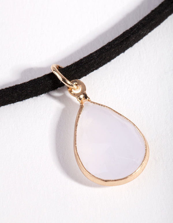Black Simple Stone Choker Necklace