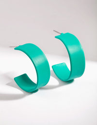 Green Simple Flat Hoop Earrings - link has visual effect only