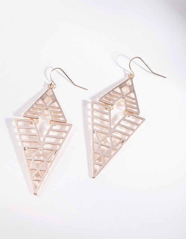 Rose Gold Geometric Triangle Earrings