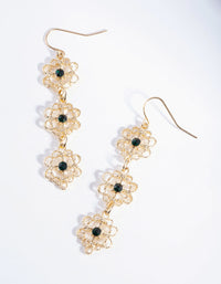Green Floral Drop Earrings - link has visual effect only