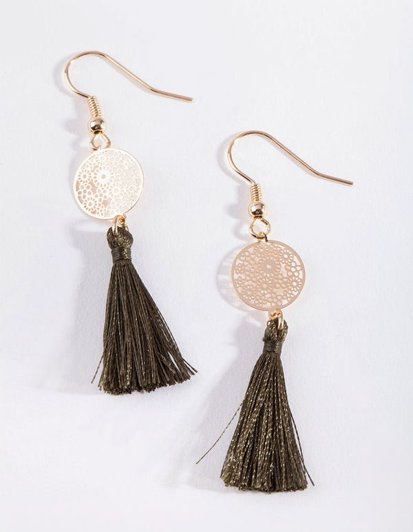 Gold Filigree Tassel Earrings
