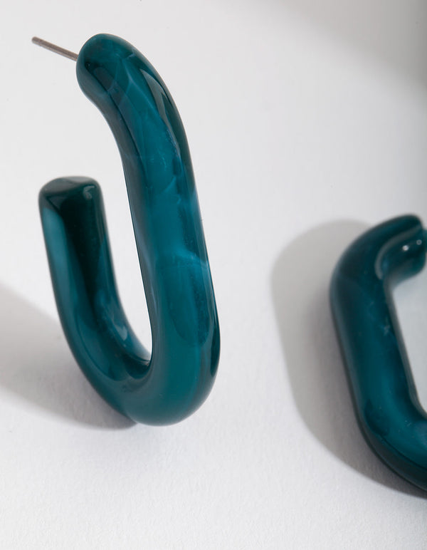 Blue Acrylic Tube Hoop Earrings