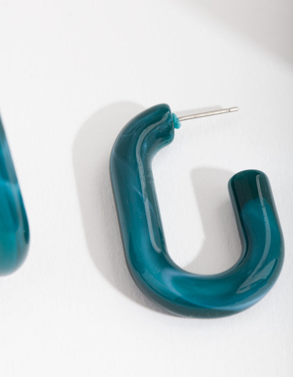 Blue Acrylic Tube Hoop Earrings