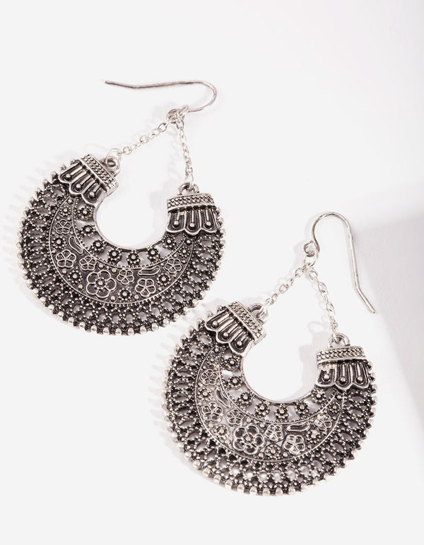 Silver Filigree Drop Earrings