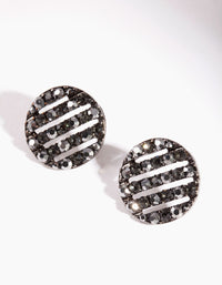 Gunmetal Stripe Circle Earrings - link has visual effect only
