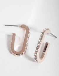 Rose Gold Diamante Oval Earrings - link has visual effect only