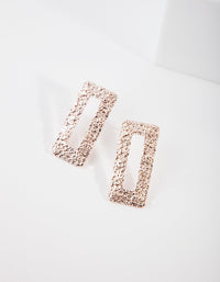 Rose Gold Crater Rectangle Stud Earrings - link has visual effect only