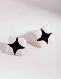 Black White Clown Stud Earrings - link has visual effect only