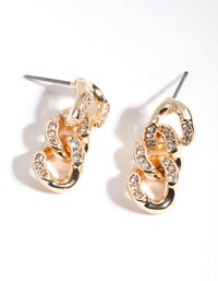 Gold Diamante Mini Chain Earrings - link has visual effect only