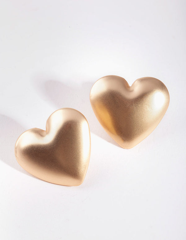 Gold Heart Stud Earrings