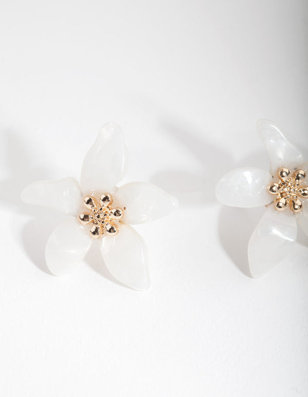White Stud Earrings