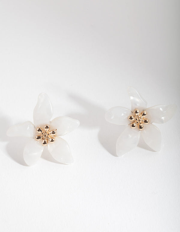 White Stud Earrings