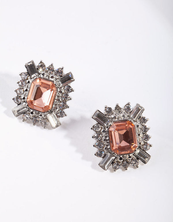 Silver Diamante Stud Earrings