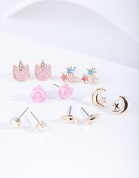 Kids Gold Planet Stud Earring 6 Pack - link has visual effect only