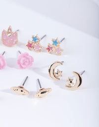 Kids Gold Planet Stud Earring 6 Pack - link has visual effect only